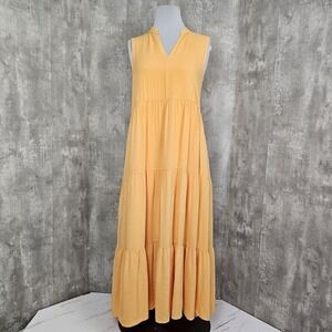 Magari Italy Womens M Tangerine Orange Tiered Sleeveless Maxi‎ Dress
